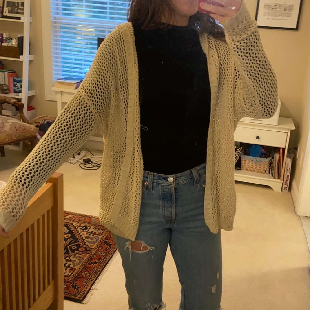 Brandy Melville Waffle Hooded Cardigan